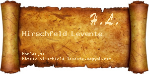 Hirschfeld Levente névjegykártya